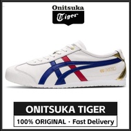 【100% Original 】Onitsuka Tiger MEXICO 66 White/Dark Blue D507L-0152 Low Top Unisex Sneakers