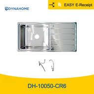 อ่างล้างจานสแตนเลสแบบฝัง1หลุมแบบมีที่พักจานDYNAHOME DH-10050-CR6