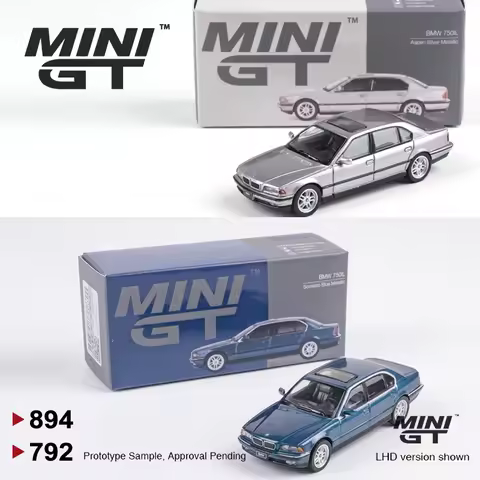 MINIGT 1:64 BMW 750IL Sorrento Blue Metallic Silver MGT Alloy Car Model 894 792
