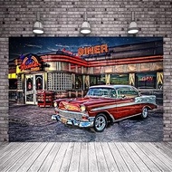 STCREE 50s Rock Roll Diner Backdrops 7x5ft 1950s Vintage Car Retro Nostalgia Photography Backdrop Ph