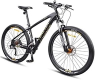 Fashionable Simplicity Hardtail Mountain Bike 27.5 Inch Big Wheels Mountain Trail Bike Carbon Fiber Frame Mens Women All Terrain Mountain Bike (Color : Gold, Size : 30 Speed)