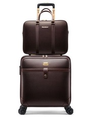 ONE - 商務皮箱行李箱(咖色橫款子母箱)16寸可登機
