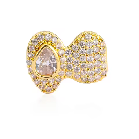 Cross-border Hip-Hop Waterdrop-Shaped Large Gem Teeth Grillz Zircon Teeth Decorations Accessories