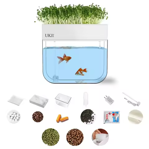 Hot Sale Full Set Of Small Self Circulating Mini Acrylic Aquarium Fish Tank With Filter