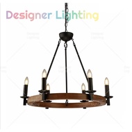 Designer Lighting [6 Holder Hanging Light] Wood/Kayu Industrial Cafe Lamp Chandelier Restaurant Ceil
