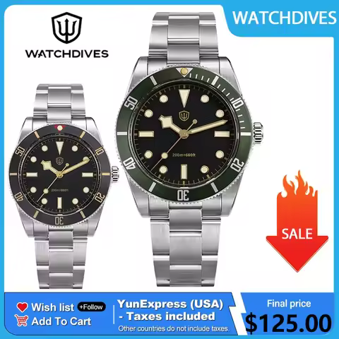 Watchdives WD7922 V2 37mm Men Watch VH31 Sweep Seconds Quartz Movemen Watches Sapphire Luminous 200m