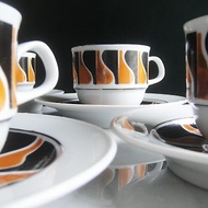 【老時光 OLD-TIME】早期二手台灣製茶具咖啡杯組(六杯六盤為一組