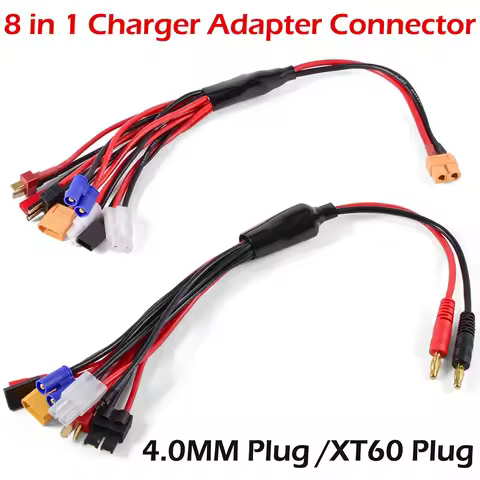 RC Charger Adapter Connector 8 In 1 Charger 4.0mm Banana XT60 TRX Tamiya Lipo for RC Car Drone Imax 