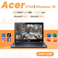 ACER C740 laptop Windows 10 | 4GB RAM 16GB SSD | 250GB HDD | office work | Murah refurbished gaming