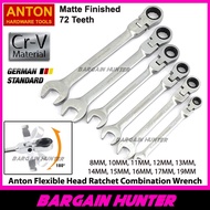 [ READY STOCK ] Anton Flexible Head Ratchet Spanner Hand Tools Chrome Vanadium Din Matte 72 Teeth / 