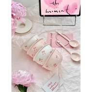 Sét bát 4món 2bát + 2 thìa hình nơ màu xinh xỉu AM286