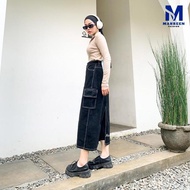 Rok Wanita Jiniso - Highwaist Rok Cargo Jeans Panjang 985 Seventy