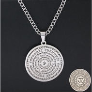 Stainless Steel Double-sided Pattern Necklace Retro Yoga Symbol Round Pendant Men's Ohmic Symbol Nec