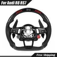 Car Carbon Fiber LED Sport Steering Wheel Replacement For Audi R8 RS7 4S MK2 A6 S6 RS6 A7 S7 A8 S8 D