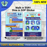 【SOP Sticker】Please Follow the SOP Steps/ Dine In SOP/ Walk In SOP Sticker Durable | Wear Mask | Cle