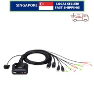 ATEN CS22DP 2-Port USB DisplayPort Cable KVM Switch with Remote Port Selector, Micro USB power, 4K s