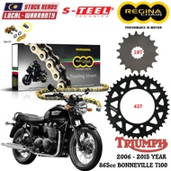 TRIUMPH 865cc BONNEVILLE T100 Full Set Regina TOURING STREET Chain 525 ZRT Steel Sprocket Sets