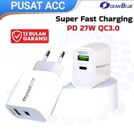 OCEANBLUE K59 PD 27W QC3.0 Super Fast Charging Type C Data Cable Charger Adapter Head