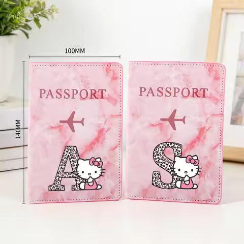 Hello Kitty PU Leather Passport Cover Women Organizer Protective Card Holder ID Document Covers Cute