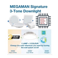 Megaman Downlight Ceiling Light LED Tri Tone Color Daylight Warm White Cool White Last Memory 2 Yr S