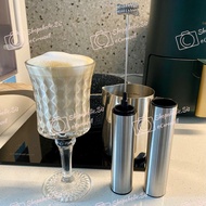 全新升級咖啡神器USB充電式雙層不銹鋼電動打奶器打蛋器迷你奶泡器手持發泡家用攪拌棒各類飲品牛奶花式奶油雞蛋液打泡機/ 電池款 Rechargeable Premium Stainless Steel 
