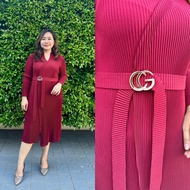 Pleatbynisa A544 เดรสอัดพลีท เนื้อผ้าPolyester100%