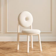 文記 - 奶油風羊羔絨甜甜圈餐椅(白色*白色腿)(尺寸:43*43*90CM)#M209012530