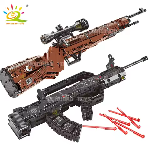 HUIQIBAO 95 Automatic Rifle Model Building Blocks Boys DIY Kar 98K Tech Gun Educational Shooting Gam