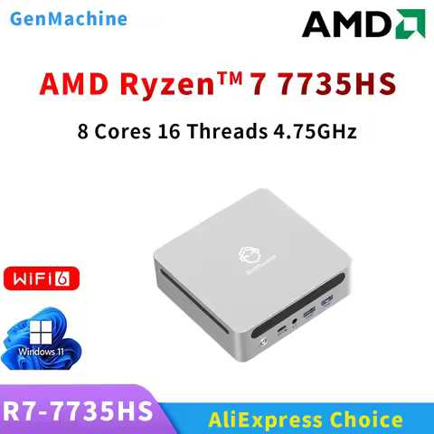 Genmachine AMD Ryzen 7 7735HS MINI PC 8 Core 16 Thread 3.2GHz TDP 35-54W Windows 11 LPDDR5 32G 6400M