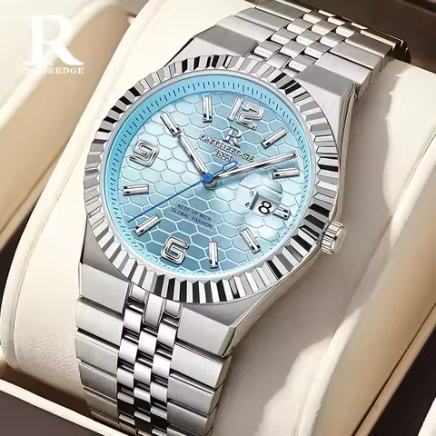 ONTHEEDGE ice blue men's watch brand genuine business high-end log luminous waterproof quartz watch