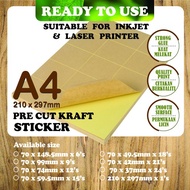 A4 Blank Kraft Sticker / A4 Kraft Sticker - Peel & Stick