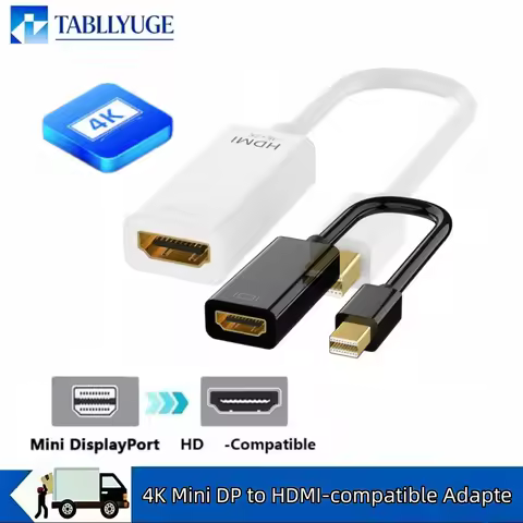 4K Mini DisplayPort to HDMI-compatible Adapter Male Mini DP to Female HDMI-Compatible Cable Converte