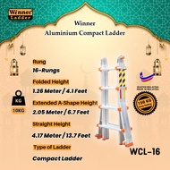 Winner Ladder Aluminium Compact Ladder WCL-16 Multipurpose Ladder 16 Step 150KG Duty Rating Heavy Du