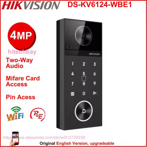New! Hikvision DS-KV6124-WBE1 4MP Door Station Smart Doorbell Card Pin Bluetooth Hik-Connect Indoor 