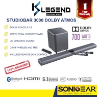 SonicGear StudioBar 3000 Dolby Atmos 5.1.2 ch Soundbar with Wireless Subwoofer | Dual Mic