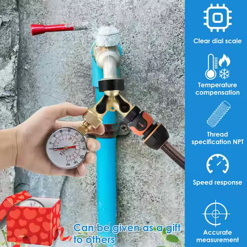 2026 Pressure Gauge Water Pressure Test Gauge TS-60-200 PSI Water Pump Pressure Gauge for Hose Fauce