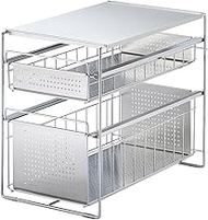 Yoshikawa 1305697 Slide Storage Under Sink 2 Tiers, Width 9.8 inches (25 mm), Silver, Made in Japan