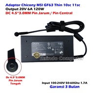 MSI CHICONY ADAPTOR 20V 6A 120W (4.5*3.0MM) MSI GF63 THIN 10SC 11SC MS-16R5 MS-16R6 GF75 THIN 10UEK 