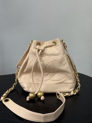 90%New二手Chanel vintage cc drawstring bucket shoulder crossbody bag 香奈兒雙c抽繩水桶金球包 單肩斜孭包
