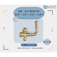 USA - A/C VALVE 90° (1/2" @ 1/4" @ 3/8" @ 5/8")