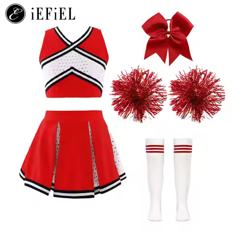 Girls Cheerleader Costume High School Cheerleading Musical Show Dance Competition Halloween Cosplay 