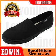 EDWIN EW231 Canvas Slip-On Shoe Black Shoe / Kasut Kain Sarung Hitam