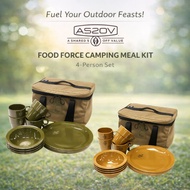 AS2OV FOOD FORCE Camping Meal Kit Tableware Set for 4