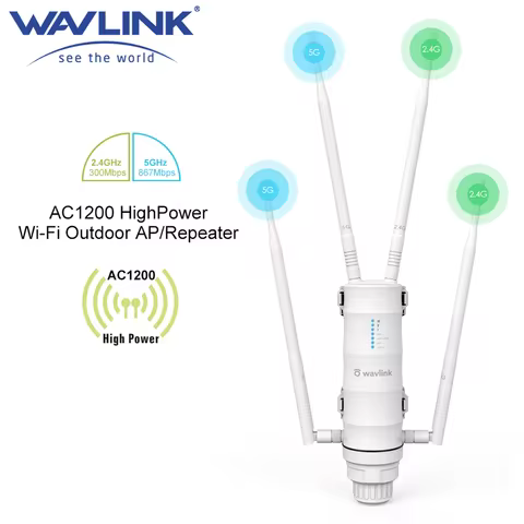 Wavlink AC1200 High Power Wi-Fi Outdoor AP/Repeater/Router with PoE and High Gain 2.4G&5G Antennas w