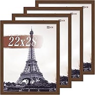 VCK 22x28 Brown Wood Picture Frame 4 Pack, Poster Frame with Exclusive Wood Grain, for Studio & Home