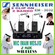 Mic Wireless Sennheiser EM 3032 Headset Bando Dan Clip On Pidato MC