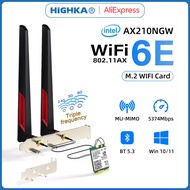 Wi-Fi 6E AX210 Wireless Network Cards 5374Mbps 6Ghz Bluetooth 5.3 AX210NGW 10dBi Antenna Desktop Kit