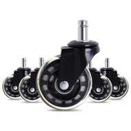 Set of 5 Office Chair Caster Wheels Silent Roller Rollerblade Style Castor Wheel Replacement (3 Inch