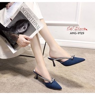 AMG-9729 Pointed Toe Open Shoes Crystal Stripe And Front Bow Strap