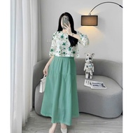 Set Váy Nữ Đầm Nữ Trung Niên Set Áo Và Chân Váy Áo Tay Lửng Mã F10 _ Hascoo .